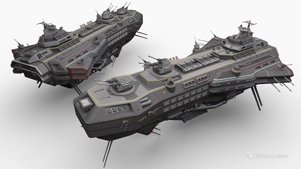 Electric Toy Science Fiction Warships with Detailed Turret Deck and Structural Design 3d model 
