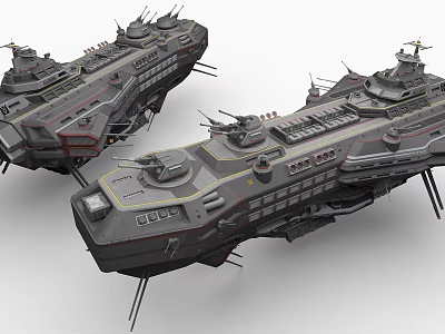 Electric Toy Science Fiction Warships with Detailed Turret Deck and Structural Design 3d model