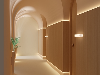 Beauty salon corridor beauty salon aisle arc channel arched corridor model