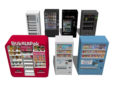 Commercial Equipment Vending Machines with Various Colors and Storage Designs 3d model