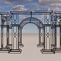 Event Entrance Gate Featuring Arched Top And Ornate Columns With Geometric Patterns 3d model