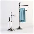 Modern Chrome Bathroom Towel Rack and Toilet Paper Holder with Round Base