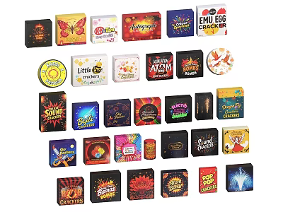 Various Colorful Snack Packaging With Different Brand Designs And Vibrant Boxes 3d model