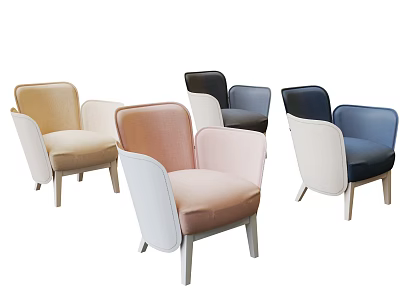 Stylish Modern Armchairs With Multiple Colors And Wooden Legs For Home Decor 3d model