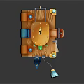 Enchanting Decorative Book With Brown Leather Blue Straps Golden Key Green Gemstones And Blue Pendant