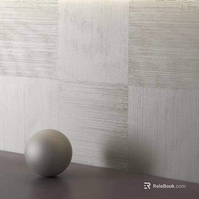 Light Colored Square Wall Tiles With Various Textures And Gray Spherical Object 3d model 