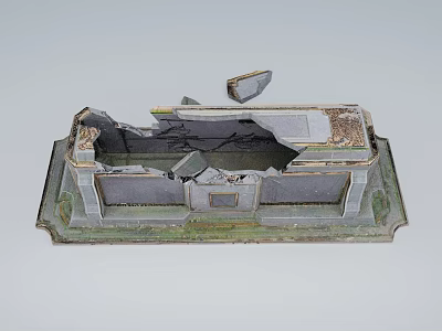 Ancient Broken Architectural Model With Damaged Fragments And Intricate Details 3d model