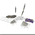 Decorative Scene Elements With Silver Sequins Purple Sticks White Strips And Scattered Particles