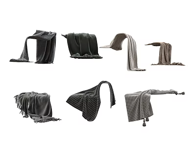 Various Stylish Scarves With Different Colors And Draped Fabric Designs 3d model