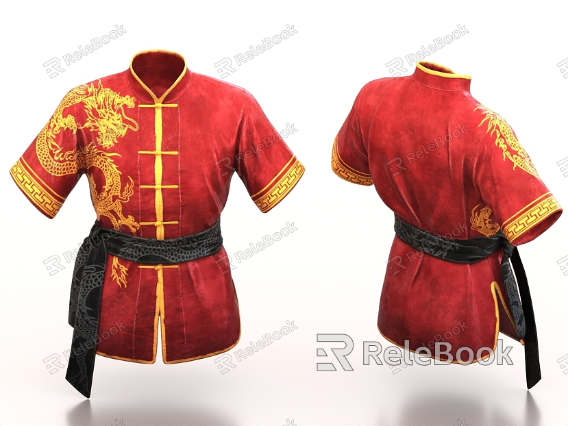 Tang Suit Ancient Suit Hanfu Wushu Suit Practice Suit Golden Dragon Clothes Chinese Clothes model