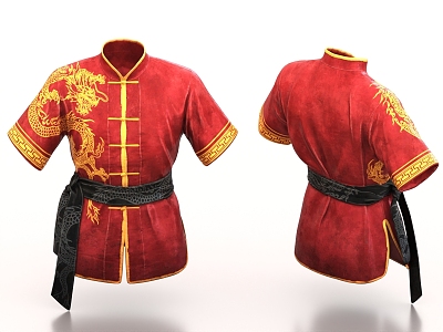 Tang Suit Ancient Suit Hanfu Wushu Suit Practice Suit Golden Dragon Clothes Chinese Clothes model