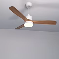 Modern Ceiling Fan Light With Wooden Blades And Black Base In Minimalist Interior Design