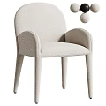Beige Upholstered Modern Armchair With Curved Armrests Slim Legs And Decorative Ball Accent