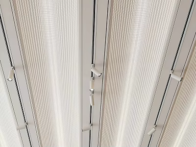 Modern Interior Ceiling Design With Linear Structure And Perforated Panels 3d model