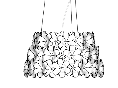 Modern Artistic Chandelier Design With Petal Shaped Layered Structure And Black White Lines 3d model