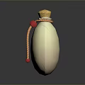 White Moon Shaped Decorative Storage Bottle With Cork Stopper Orange Red Rope And Red Beads