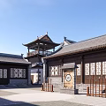 Ancient Chinese Architecture with Traditional Curved Roof Wooden Gate Stone Lions and Ornamental Details