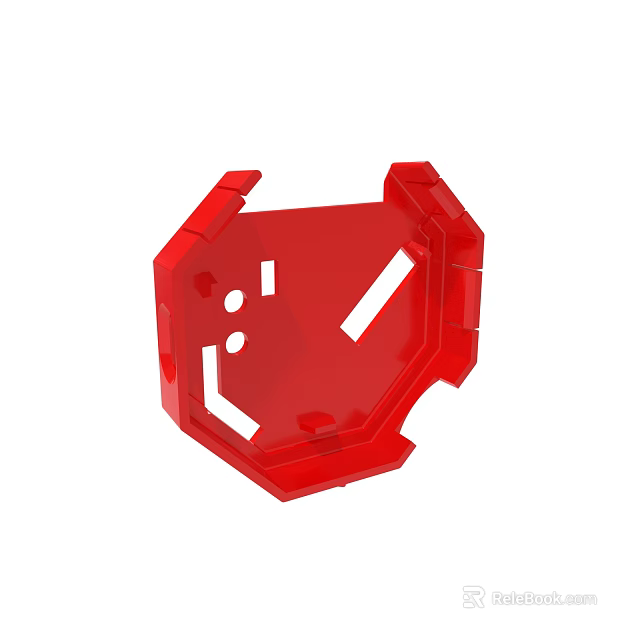 Red Polygonal Plastic Component With Holes And Structural Design Features 3d model 