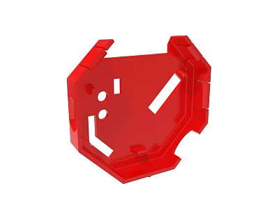 Red Polygonal Plastic Component With Holes And Structural Design Features 3d model