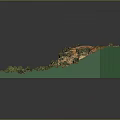 Landscape Garden Design Model with Layered Terrain Hills Green Vegetation and Stream