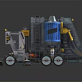 Detailed Toy Construction Vehicle Model With Blue Components Yellow Details And Sweeping Devices