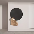 Black Circular Wall Decor On White Wall With Gold Irregular Shape 3d model
