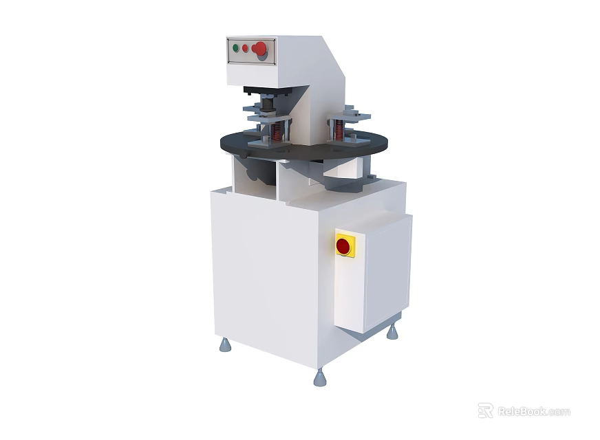 Industrial Equipment With White Body Circular Turntable Control Panel And Mobile Wheels 3d model 