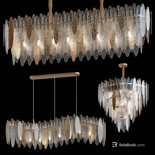 Elegant Modern Crystal Chandelier Lighting Fixture With Glass Pendants For Living Room Decor 3d model 