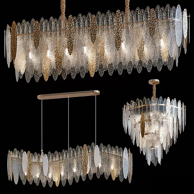 Elegant Modern Crystal Chandelier Lighting Fixture With Glass Pendants For Living Room Decor 3d model