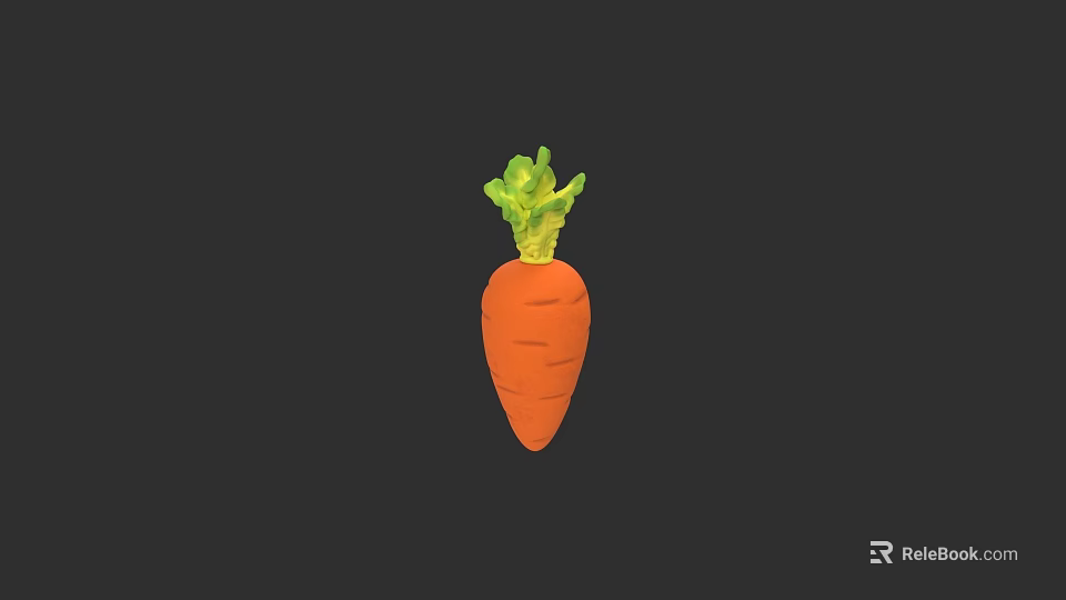 Fresh Organic Carrot With Green Leafy Tops On Black Background 3d model 
