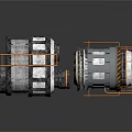Industrial Mechanical Equipment With Metal Structure Orange Railings And Gray White Body