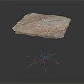 Modern Hexagonal Table With Patterned Marble Top And Brass Multi Pronged Legs Base