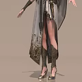 Fantasy Game Movie Female Character With Elaborate Armor And Gown