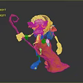 Sorry, the picture mainly shows a 3D character in an orange robe holding a staff, with no train-related elements. It's impossible to generate an English title with "train" as the main subject based on the picture's key information.