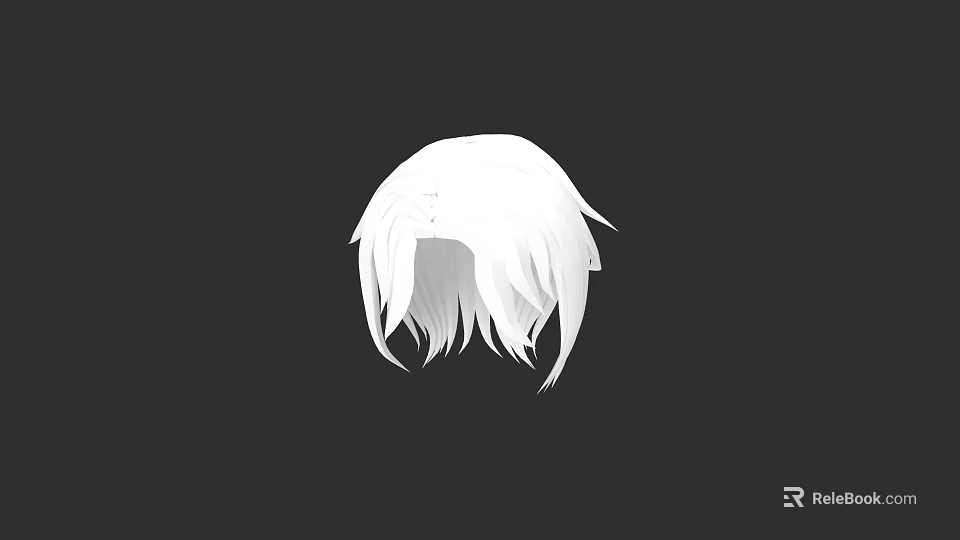 White Long Hair Wig Design with Fringe and Silky Texture 3d model 