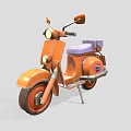 Stylish Orange Scooter with Purple Seat Front Headlight and Rearview Mirrors
