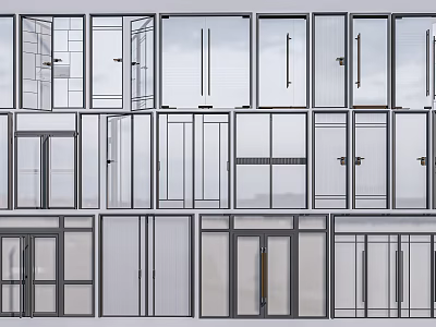 Various Modern Window And Door Designs With Glass Panels And Frames 3d model