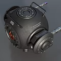 Black Industrial Device With Lens Metal Brackets And Connection Ports