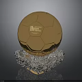 Golden Shiny Soccer Ball Decorative Piece with Crystal Base for Home Decoration
