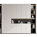 Modern Integrated Bookcase Interior Design With Light Colored Cabinets Open Shelves And Books