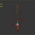 Decorative Sword With Red Stripes And Black Wires On Metal Stand