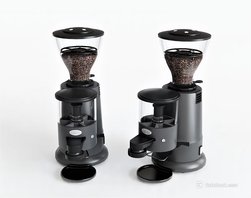 Modern Black Coffee Grinders As Essential Kitchen Appliances With Transparent Hoppers 3d model 