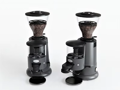 Modern Black Coffee Grinders As Essential Kitchen Appliances With Transparent Hoppers 3d model