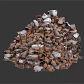 Raw Wood and Stone Pile for Construction and Decoration Projects 3d model