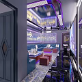Modern KTV Interior With Colorful Lighting Comfortable Sofas And Large Screens Decor 3d model
