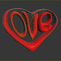Decorative Ornament Set With Red Heart Shape And Love Lettering Design
