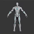 White Humanoid Character With Blue Luminous Lines And Futuristic Tech Armor Design 3d model