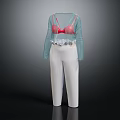 Transparent Long Sleeve Top With Red Bra And White High Waist Pants