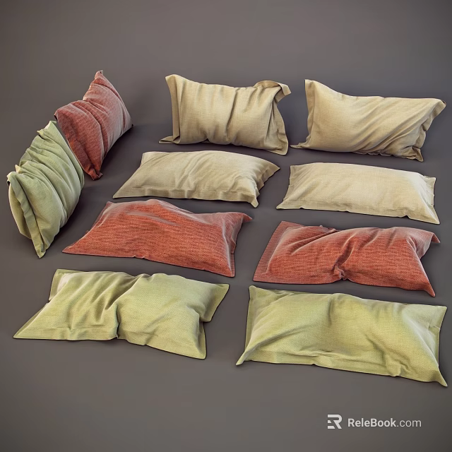 Multicolored Decorative Throw Pillows With Soft Textures For Home Sofa Decor 3d model 