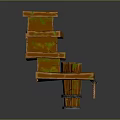 Rustic Wooden Multi Tiered Storage Shelf With Green Accents And Rope Decorations